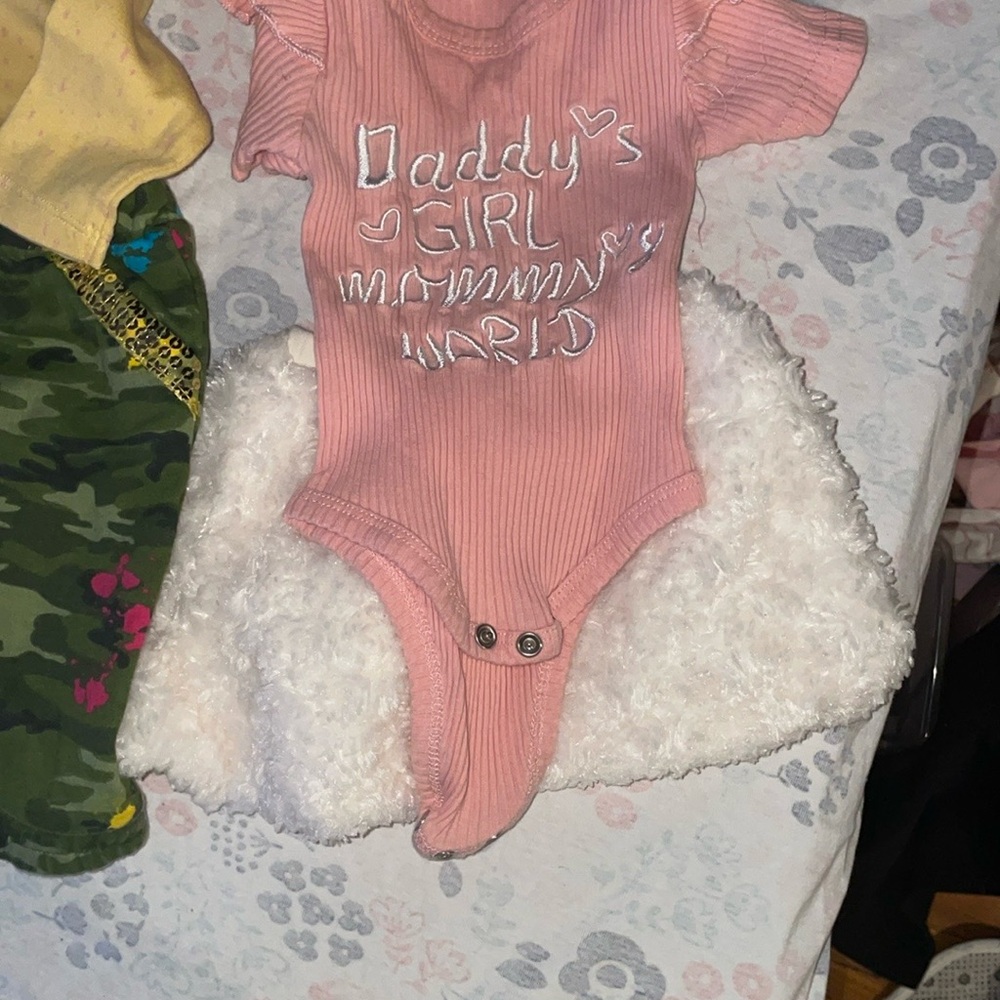 Pink Ribbed Baby Bodysuit - Daddy's Girl Design